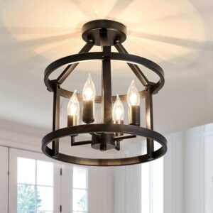 rustic cage ceiling light – industrial style chandelier with 4 light design for kitchen, hallway & living room in eu homes