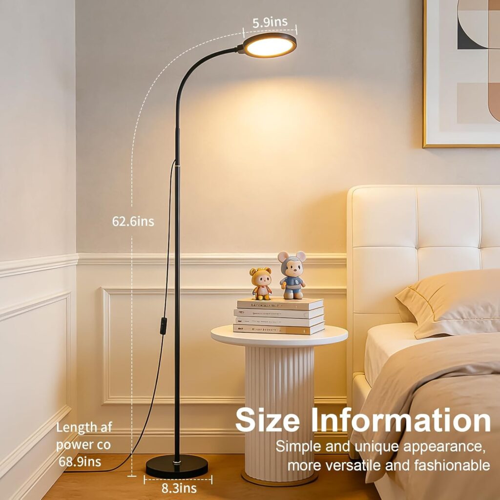 modern adjustable floor lamp – 360° rotating led standing light for living room, bedroom & home office in eu homes