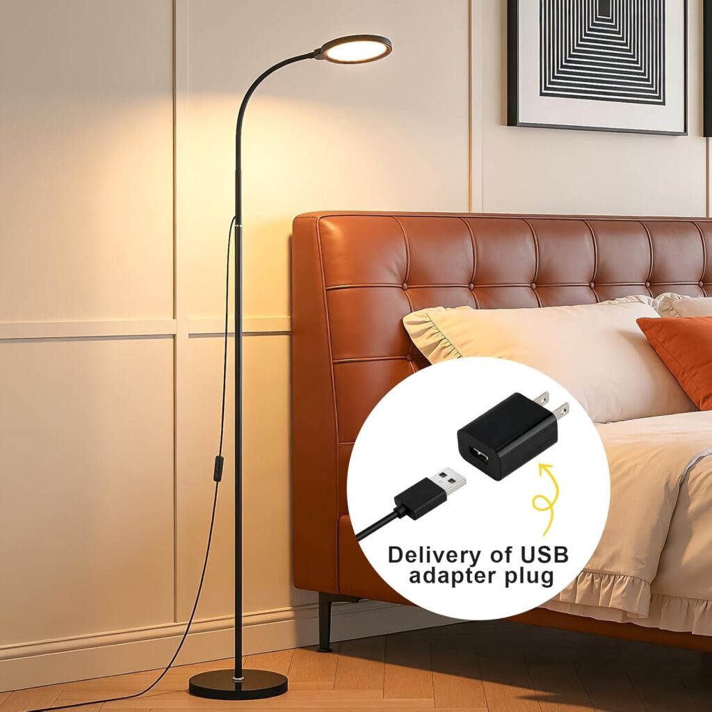 modern adjustable floor lamp – 360° rotating led standing light for living room, bedroom & home office in eu homes