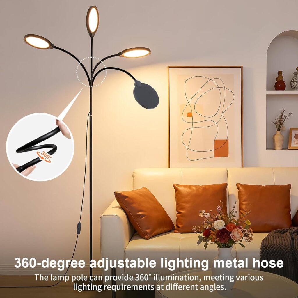 modern adjustable floor lamp – 360° rotating led standing light for living room, bedroom & home office in eu homes